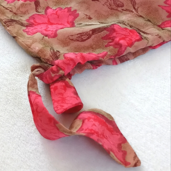 Vintage Floral Shell/Top w Zipper Back & Side Tie S/M - Picture 3 of 11